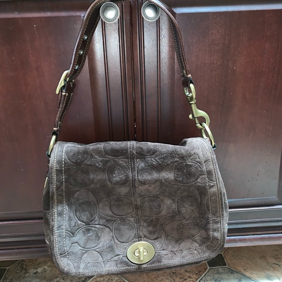 Coach Handbags - Authentic Coach suede leather brown saddle bag